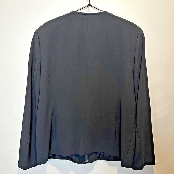 New York Jones Platinum Black Blazer Style Jacket Zip Womens Large - Picture 3 of 4